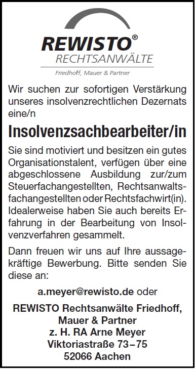 Insolvenzsachbearbeiter(in) gesucht!